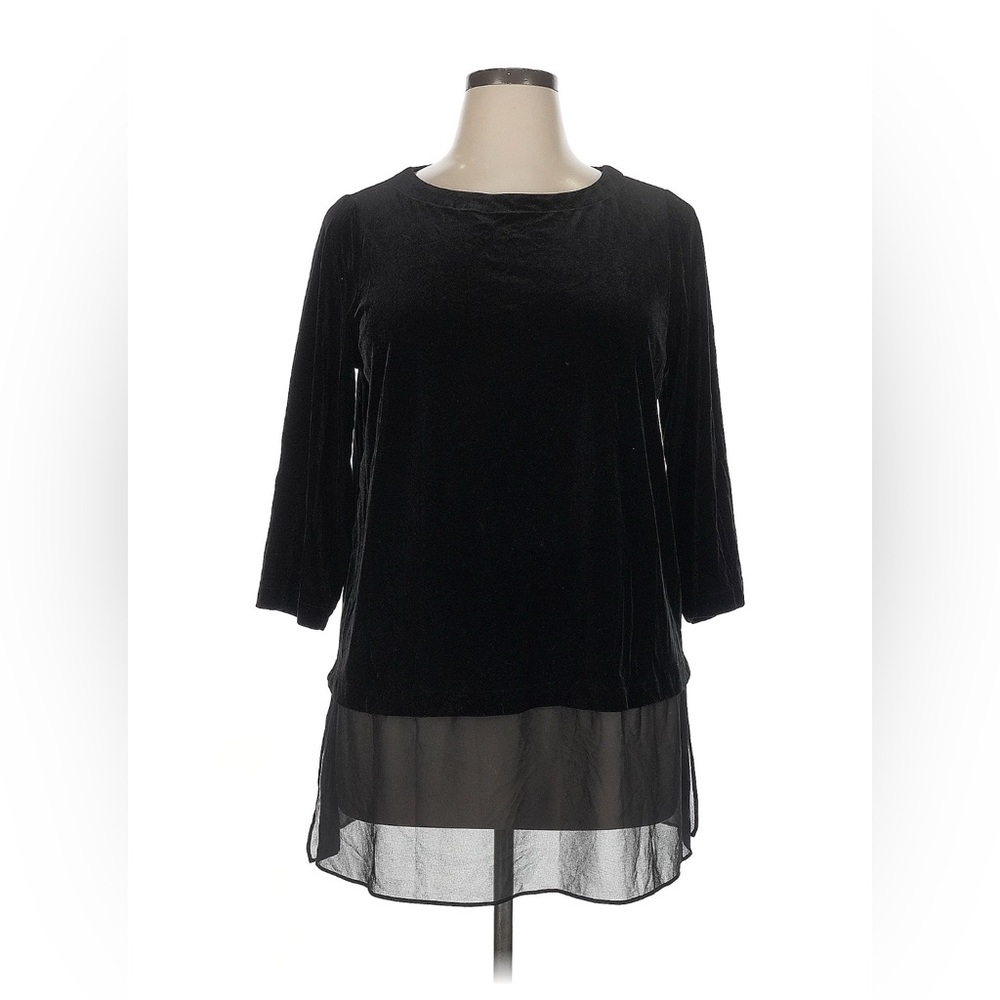 ALFANI Black Velvet 3/4 Sleeve Top Sz 2X
